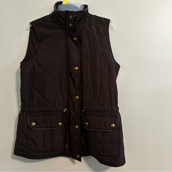 Lauren Ralph Lauren BrownQuilted Vest with Leather Trim Womens Size Small S - Picture 1 of 12